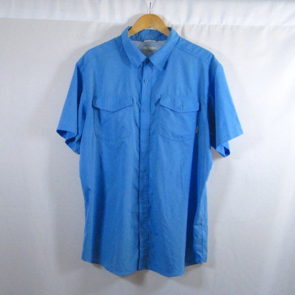 Columbia Mens Blue Omni-Wick Advanced Evaporation Button Down shirt Size…